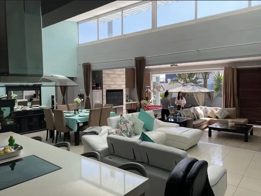 Open-plan living and dining room